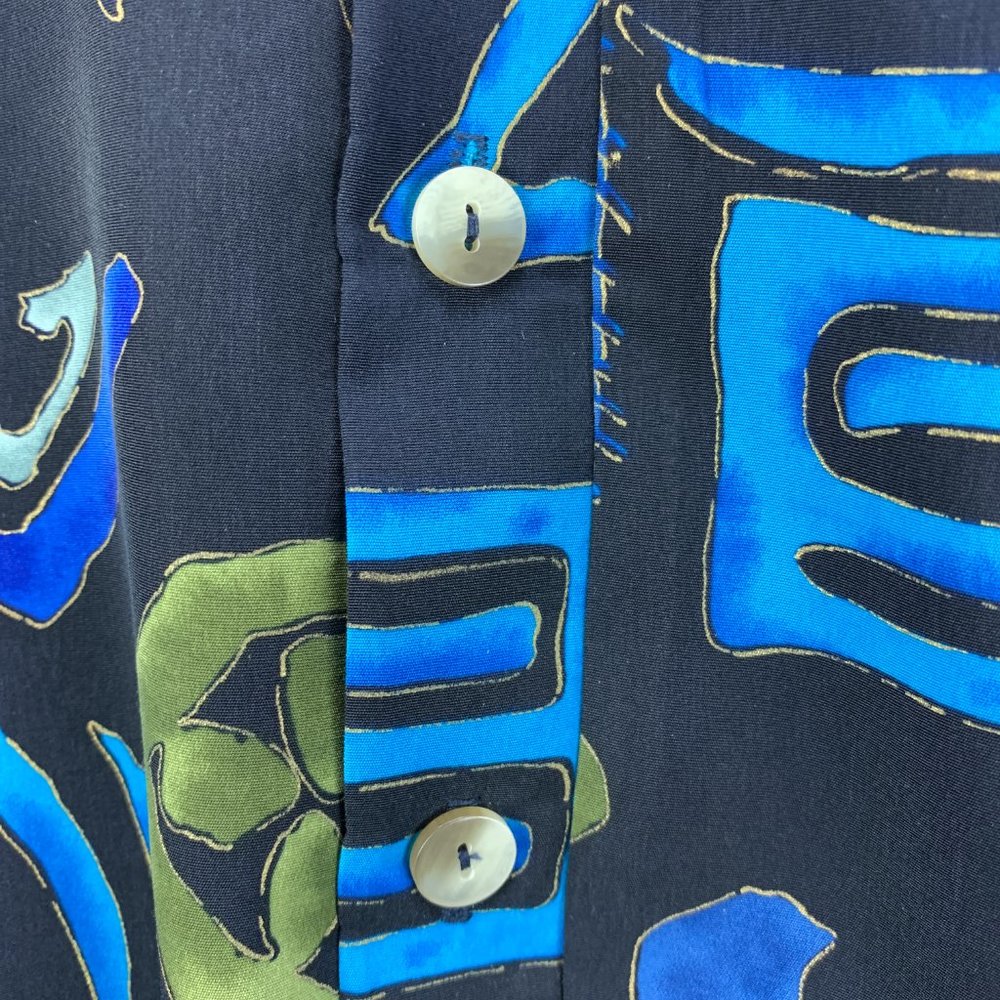 **SOLD**Alan Stuart Shirt Mens XXL 2XL Blue Abstract Art Pullover Banded Pocket - Picture 4 of 13